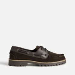 Chaussure-bateau marron cuir velours et cuir