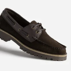 Chaussure-bateau marron cuir velours et cuir