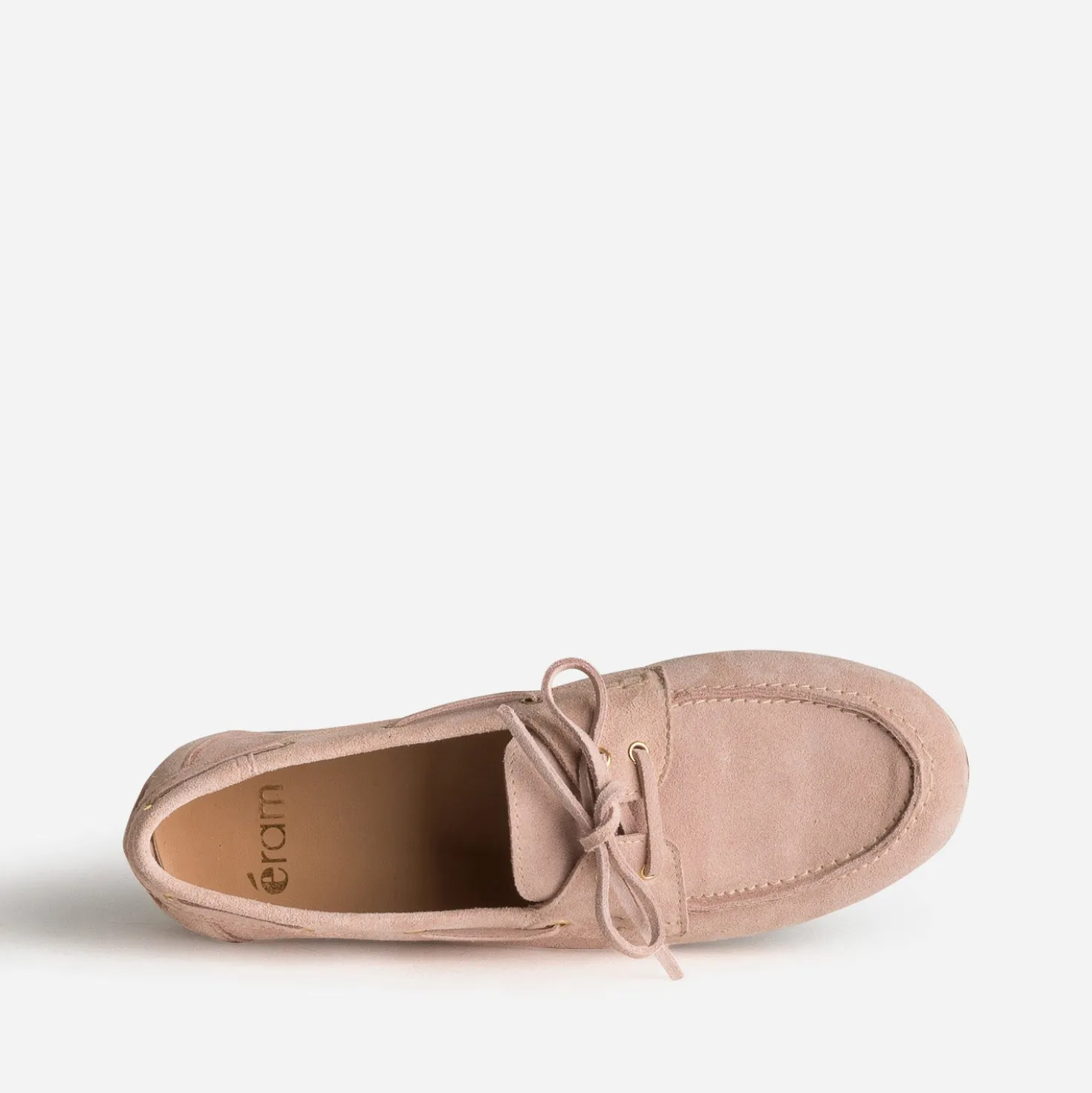 Chaussure-bateau rose cuir velours