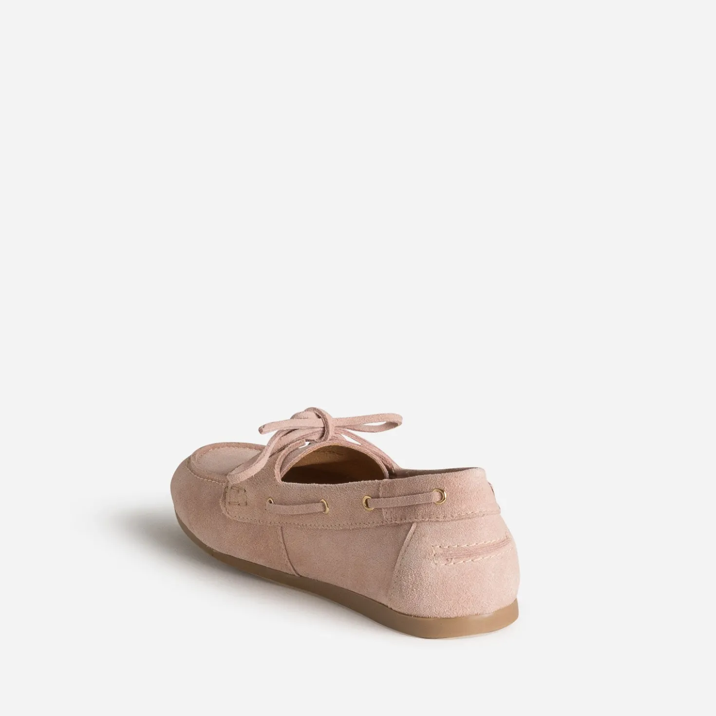 Chaussure-bateau rose cuir velours