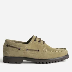 Chaussure-bateau taupe cuir velours