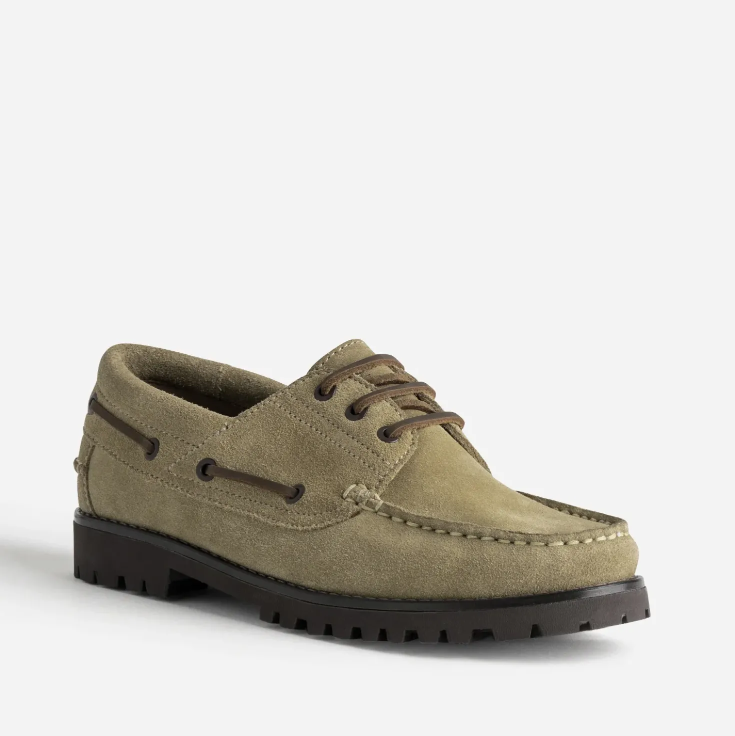 Chaussure-bateau taupe cuir velours