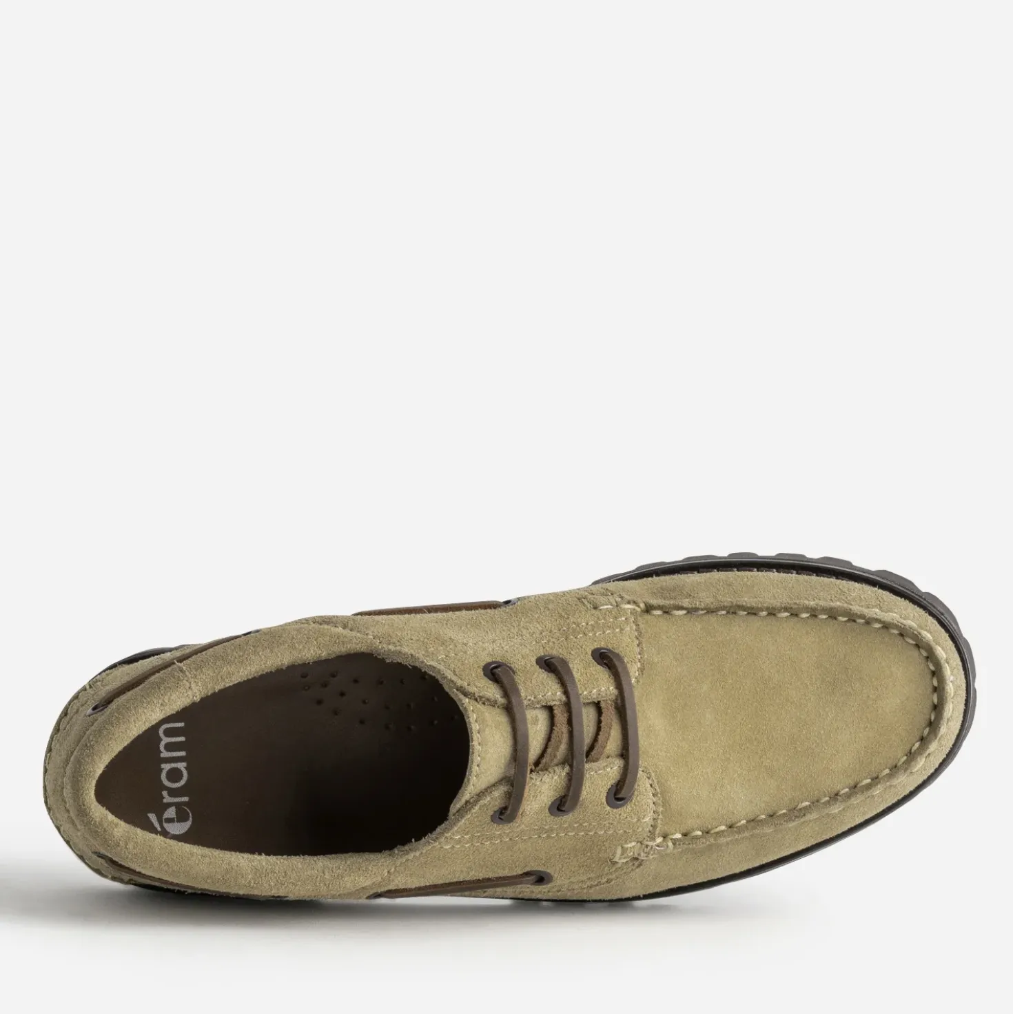 Chaussure-bateau taupe cuir velours