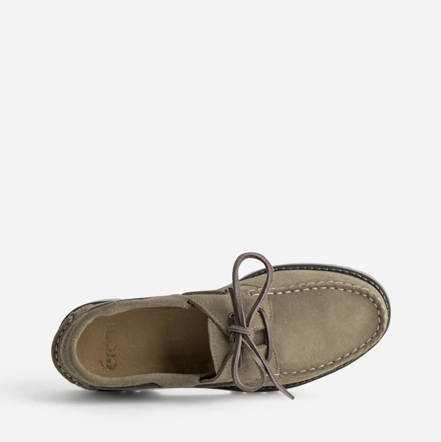 Chaussure-bateau taupe cuir velours