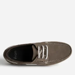 Chaussure-bateau taupe foncé cuir nubuck