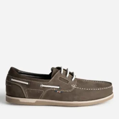 Chaussure-bateau taupe foncé cuir nubuck