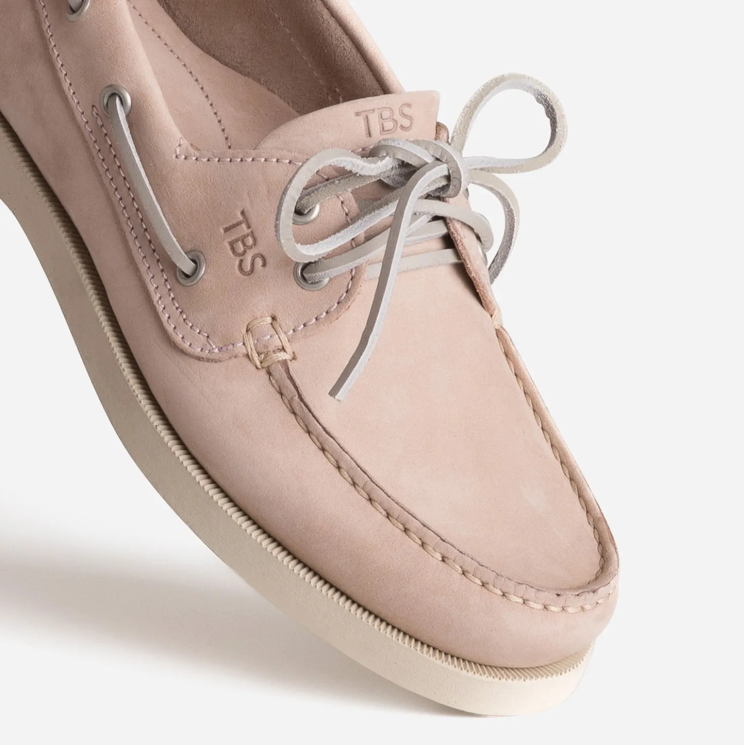 Chaussure bateau TBS rose cuir velours