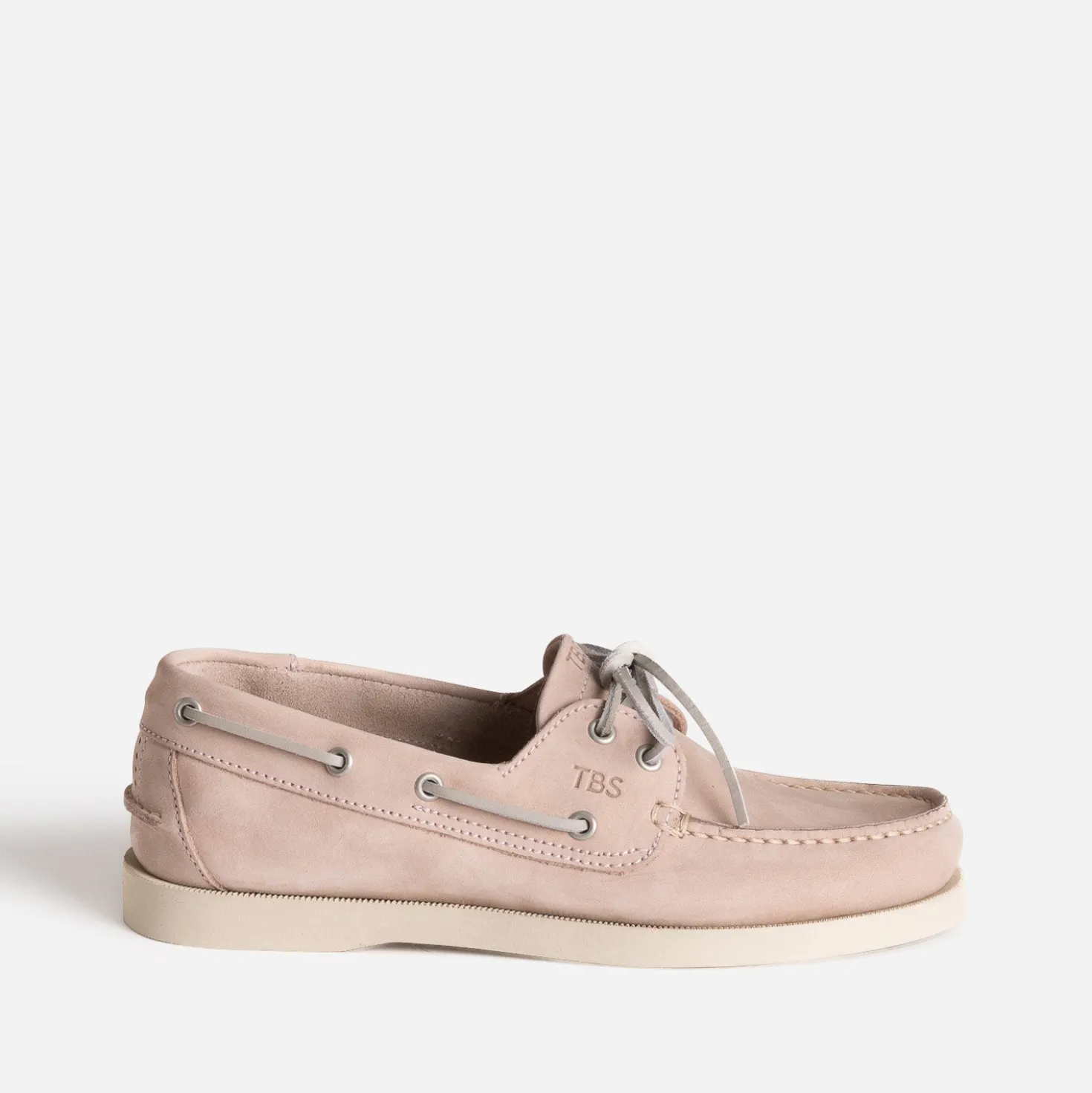 Chaussure bateau TBS rose cuir velours