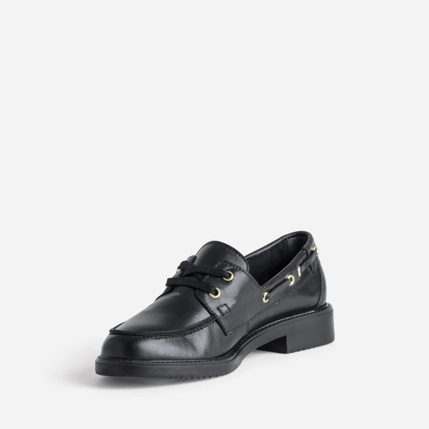 Chaussures bateau noir cuir