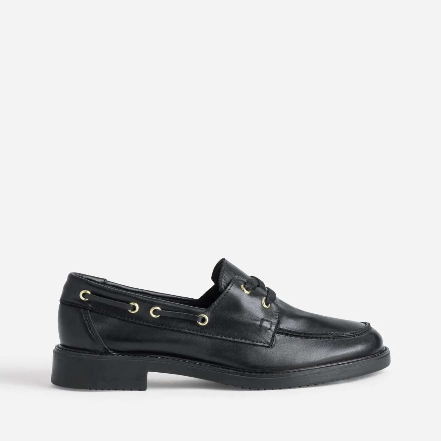 Chaussures bateau noir cuir