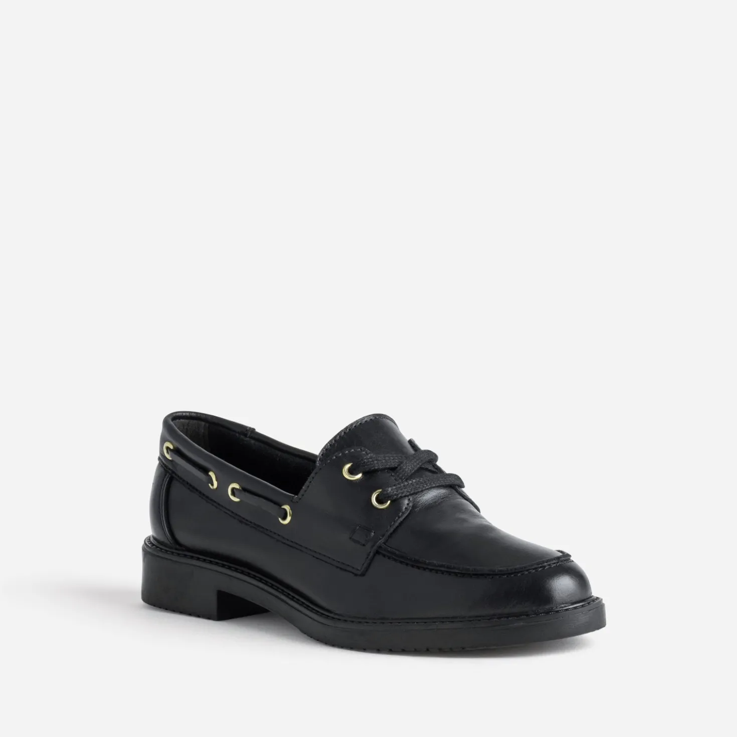 Chaussures bateau noir cuir