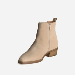 Chelsea boots beige cuir velours