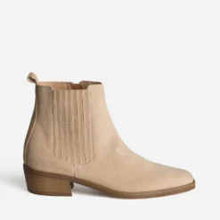 Chelsea boots beige cuir velours
