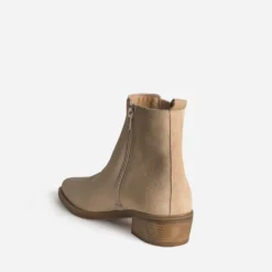 Chelsea boots beige cuir velours