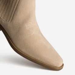 Chelsea boots beige cuir velours