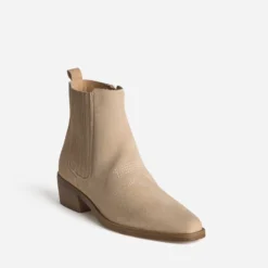 Chelsea boots beige cuir velours
