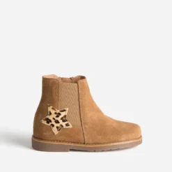Chelsea boots BUGGY camel cuir velours irisé étoile