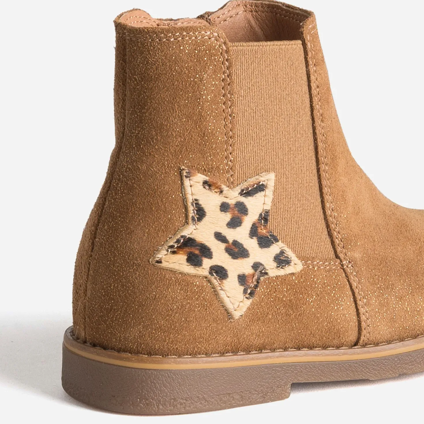 Chelsea boots BUGGY camel cuir velours irisé étoile