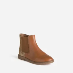 Chelsea boots BUGGY camel et doré cuir
