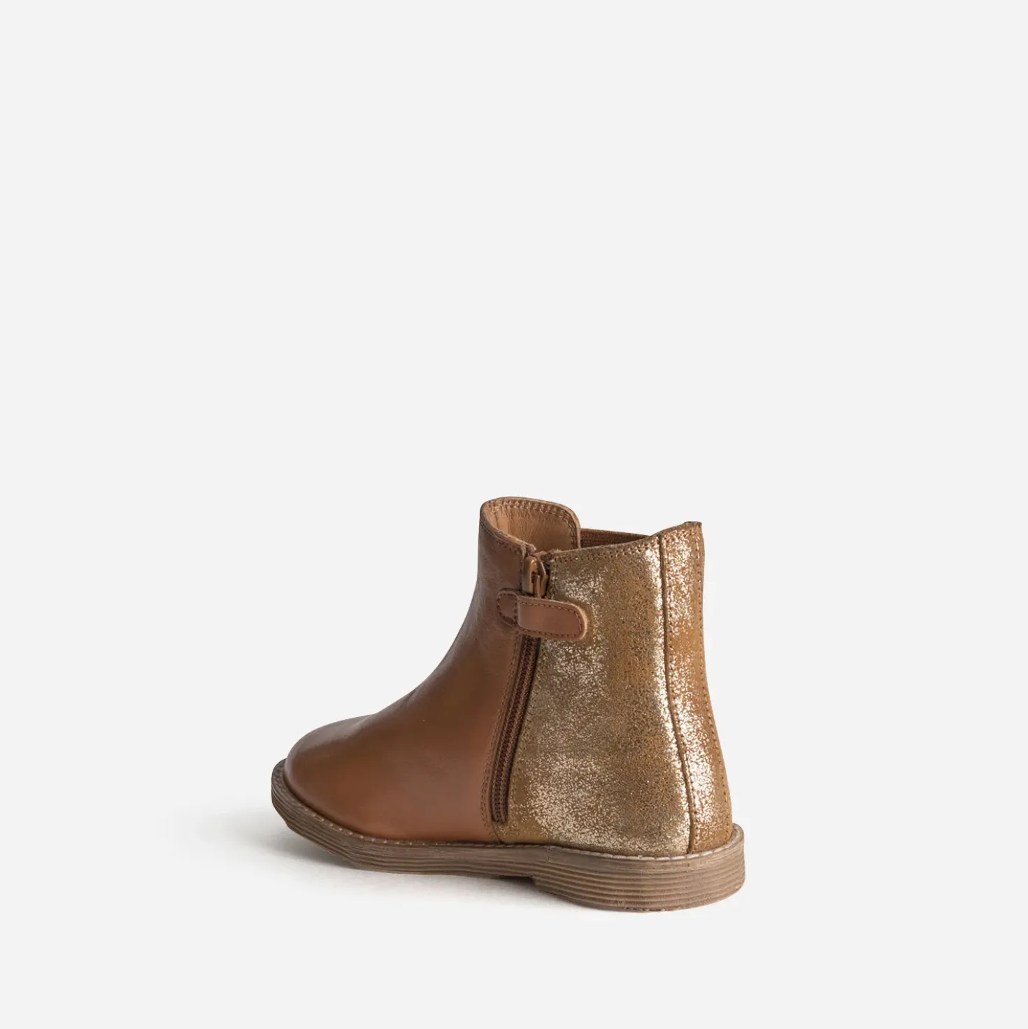 Chelsea boots BUGGY camel et doré cuir