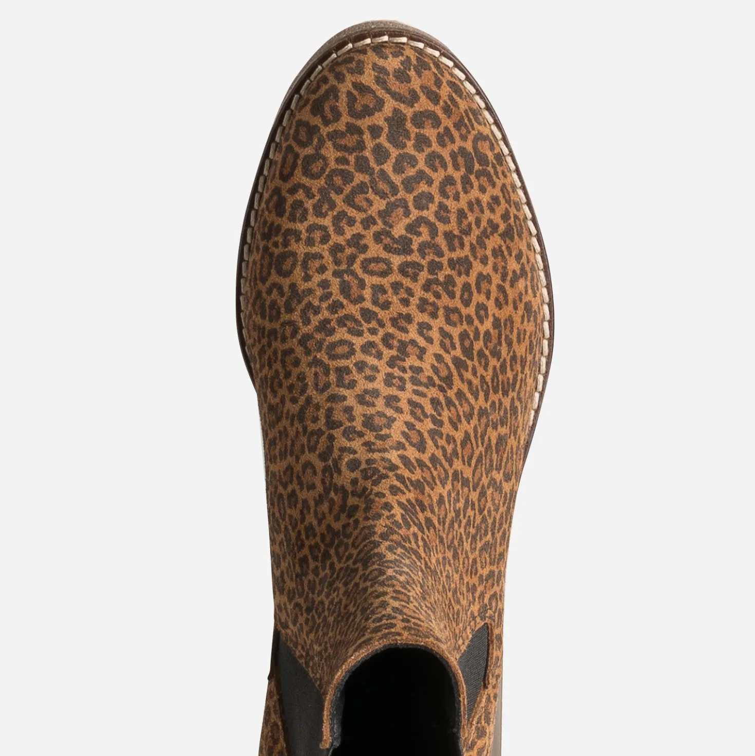 Chelsea boots camel cuir velours motif léopard