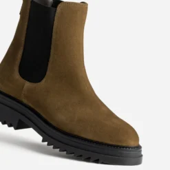 Chelsea boots camel cuir velours semelle crantée