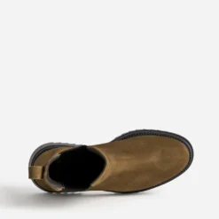 Chelsea boots camel cuir velours semelle crantée