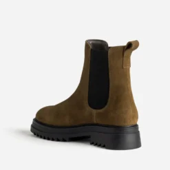 Chelsea boots camel cuir velours semelle crantée