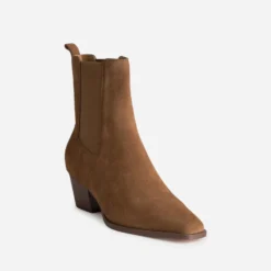 Chelsea boots camel cuir velours