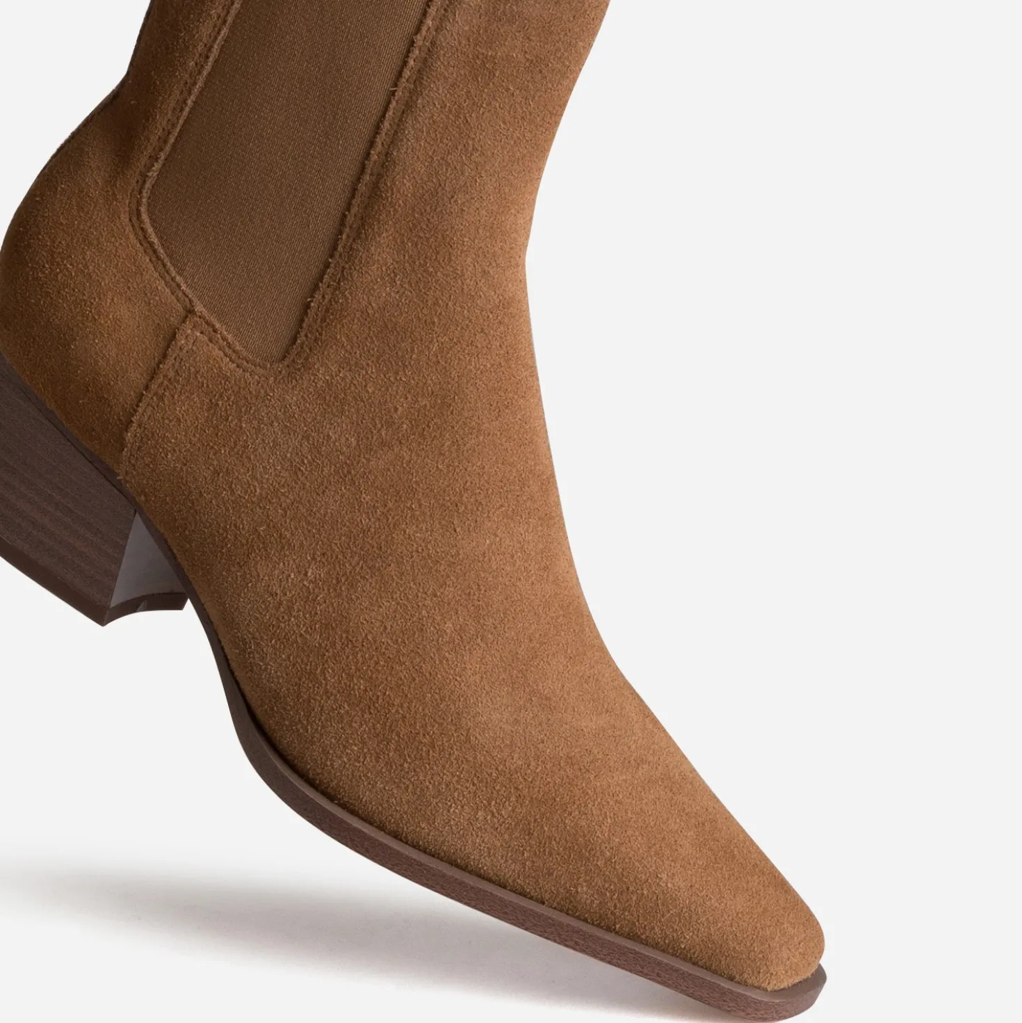 Chelsea boots camel cuir velours