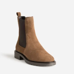 Chelsea boots camel cuir velours