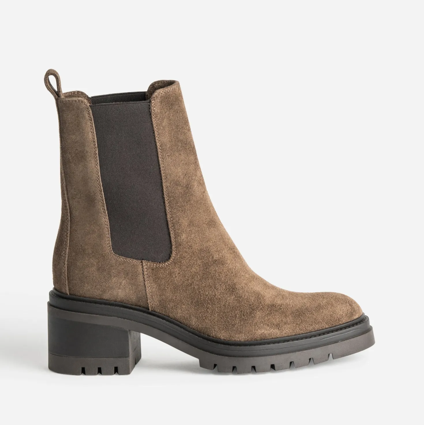 Chelsea boots camel cuir velours semelle crantée