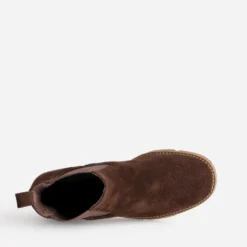 Chelsea boots compensé marron cuir velours