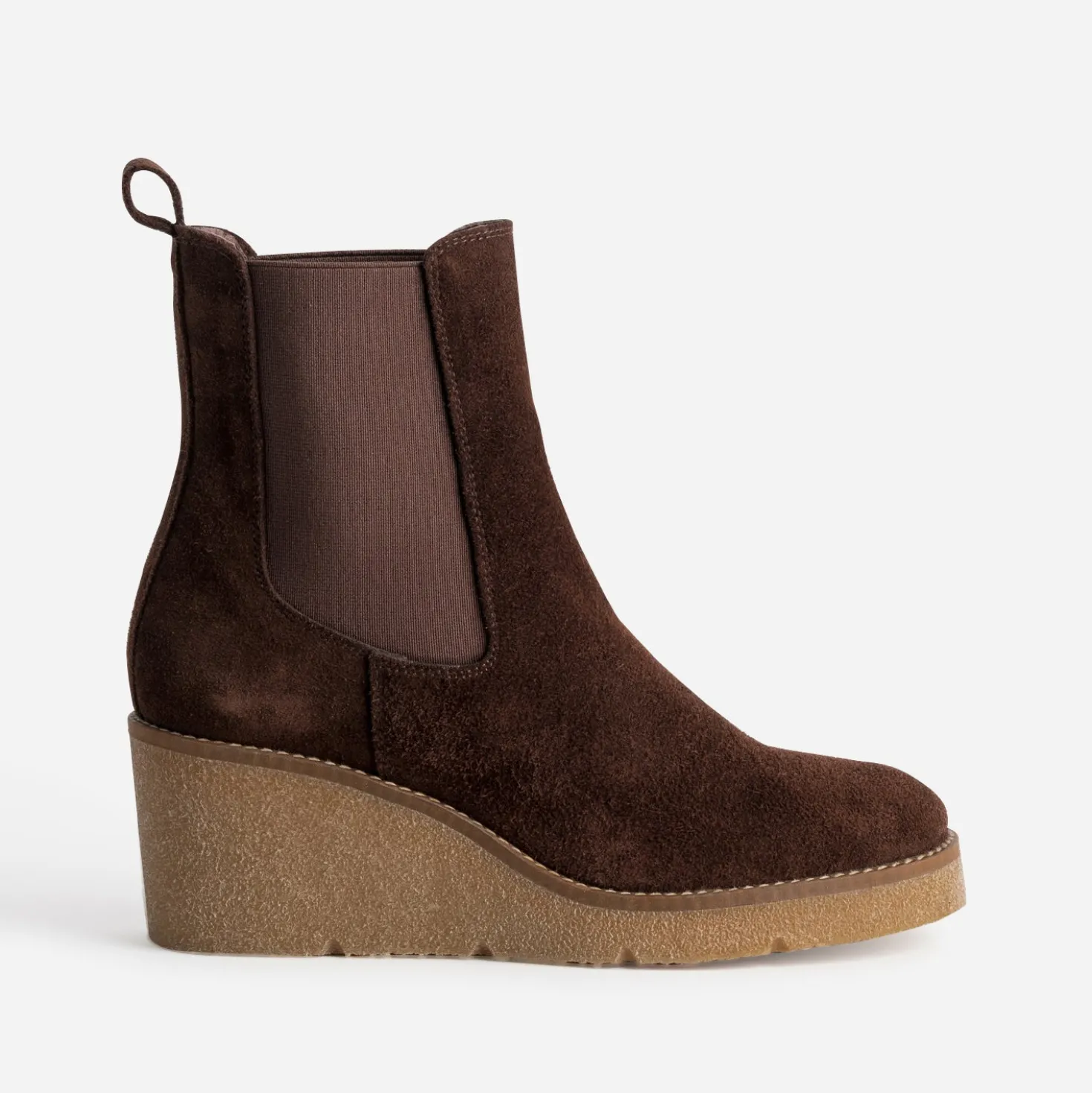 Chelsea boots compensé marron cuir velours