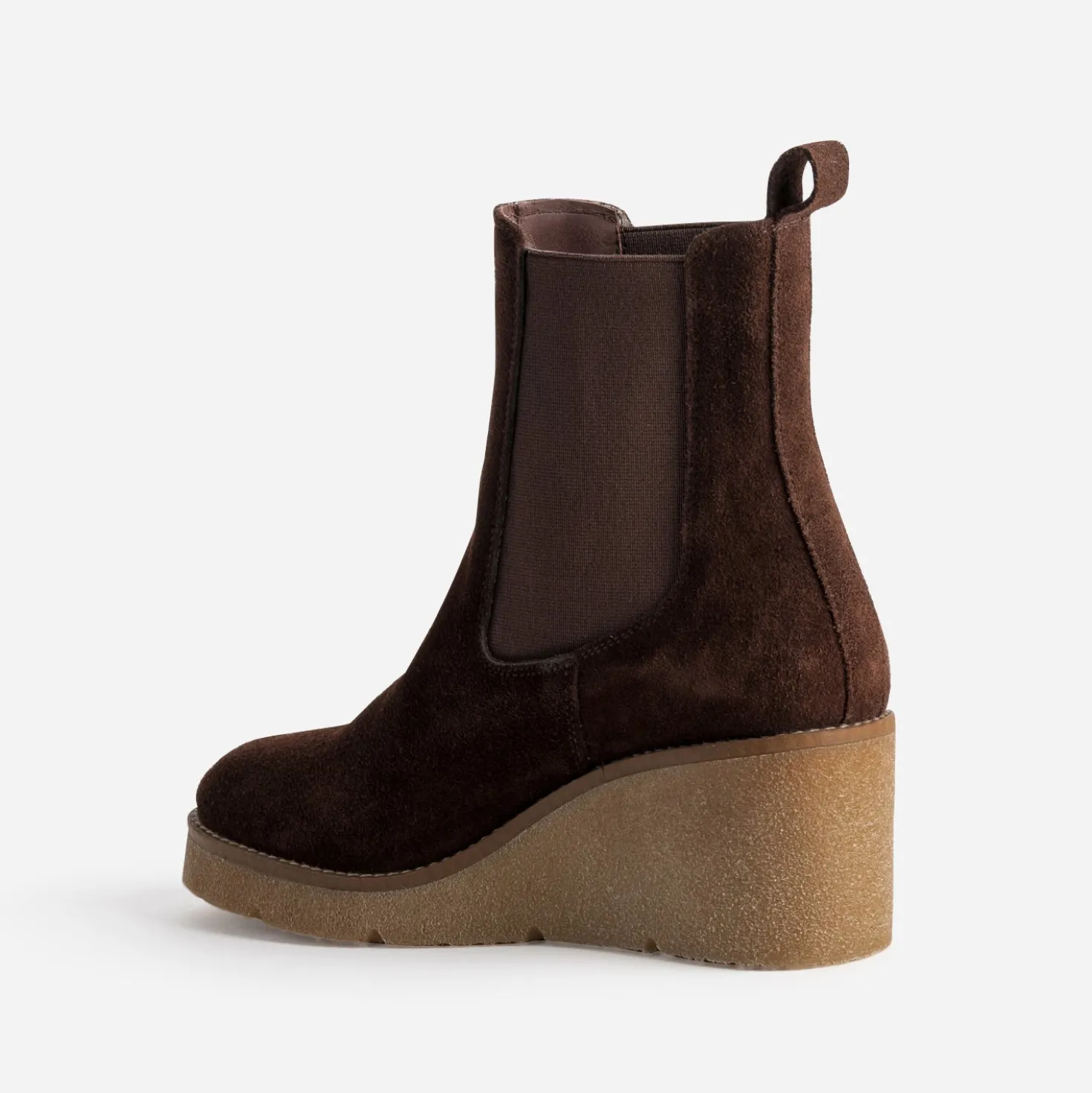 Chelsea boots compensé marron cuir velours
