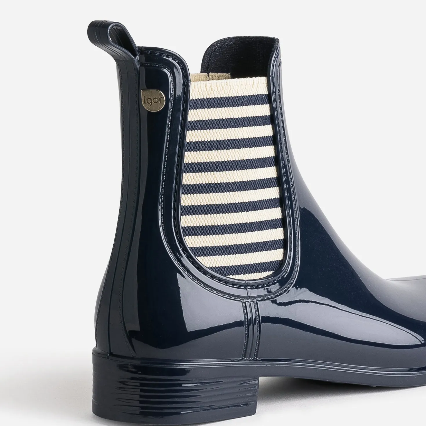 Chelsea boots de pluie IGOR marine élastiques rayés
