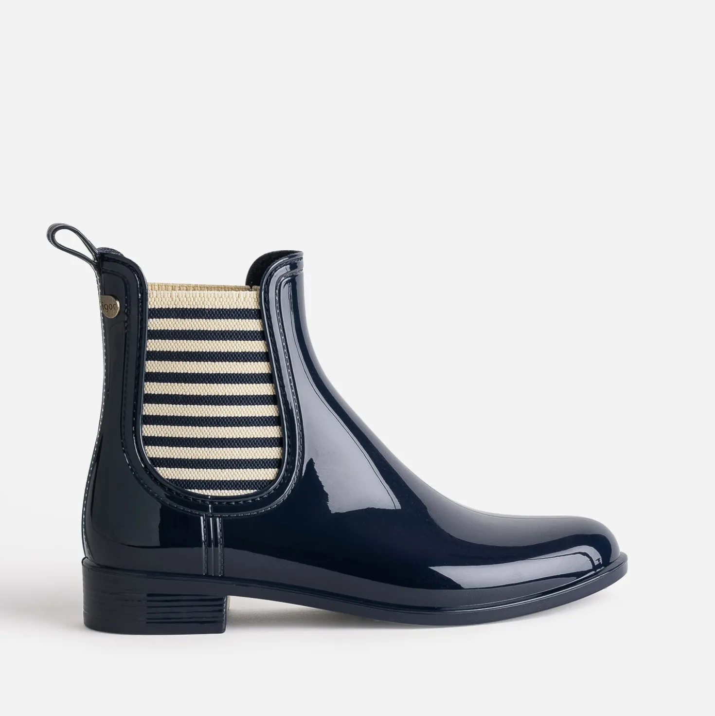 Chelsea boots de pluie IGOR marine élastiques rayés