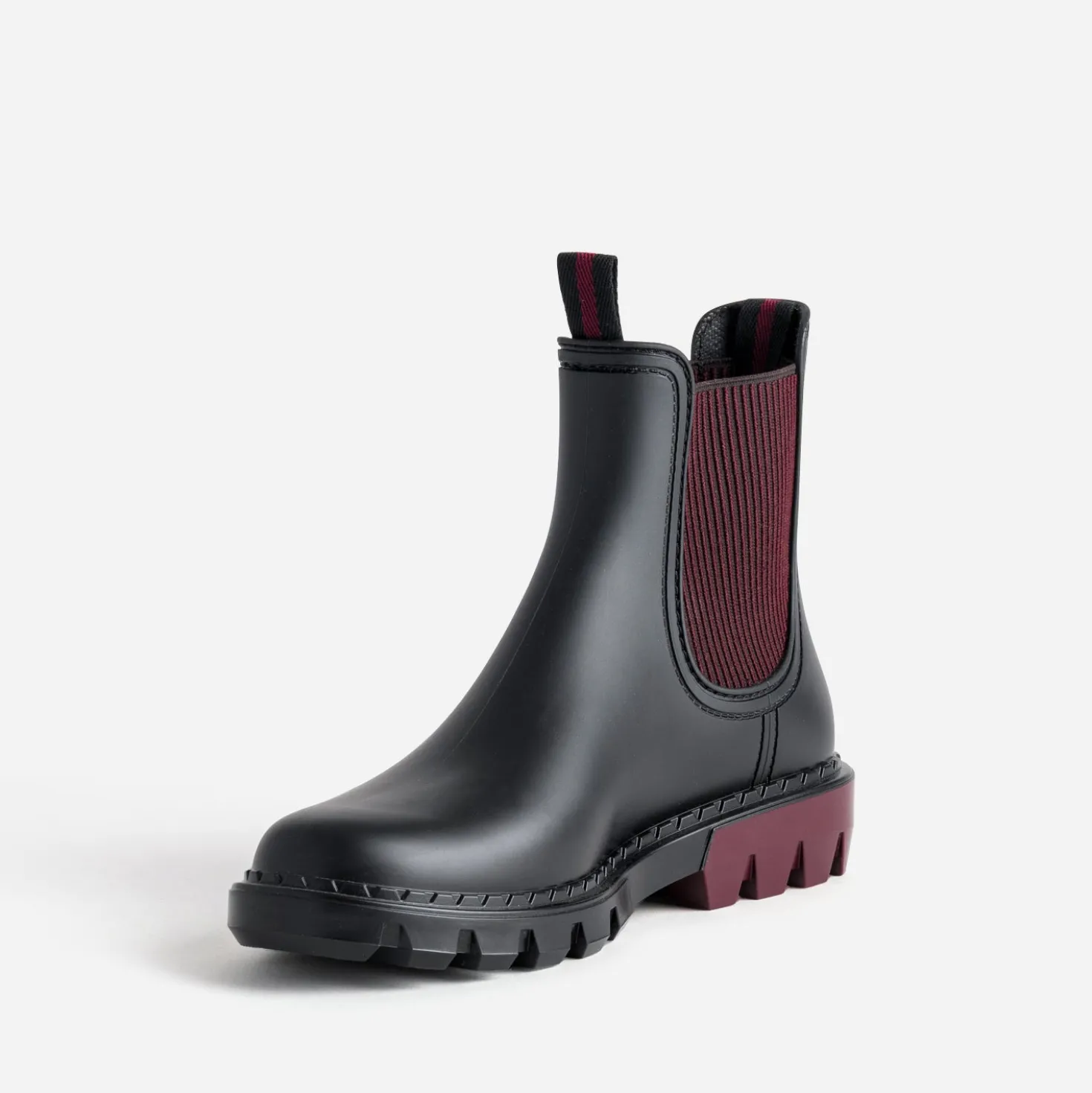 Chelsea boots de pluie IGOR noir et bordeaux