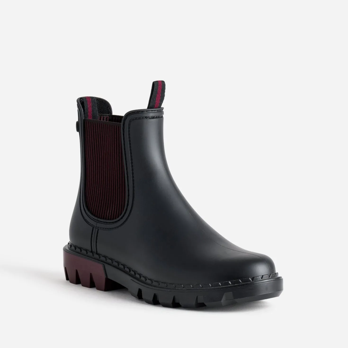 Chelsea boots de pluie IGOR noir et bordeaux