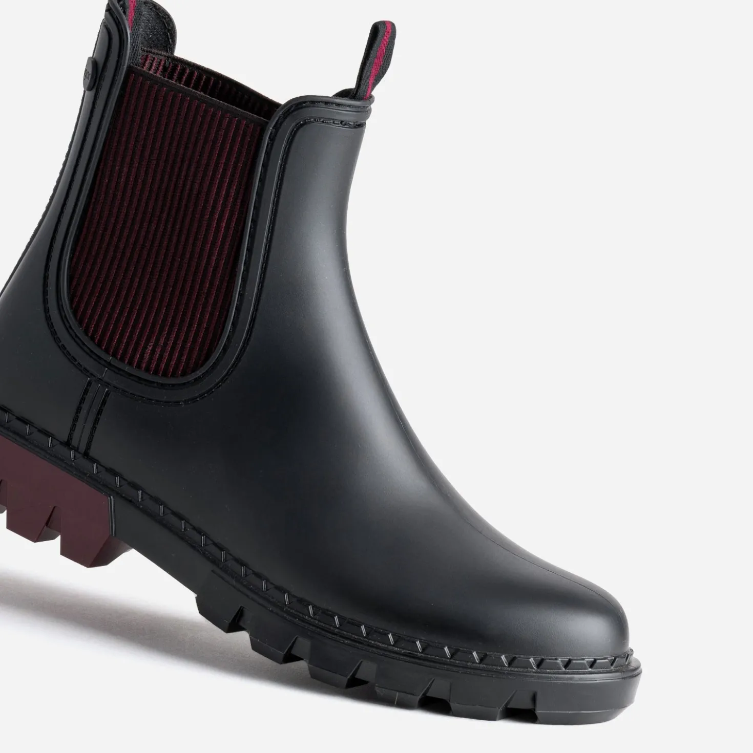 Chelsea boots de pluie IGOR noir et bordeaux