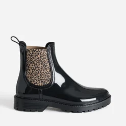 Chelsea boots de pluie IGOR noir détails léopard