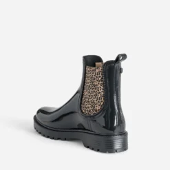 Chelsea boots de pluie IGOR noir détails léopard