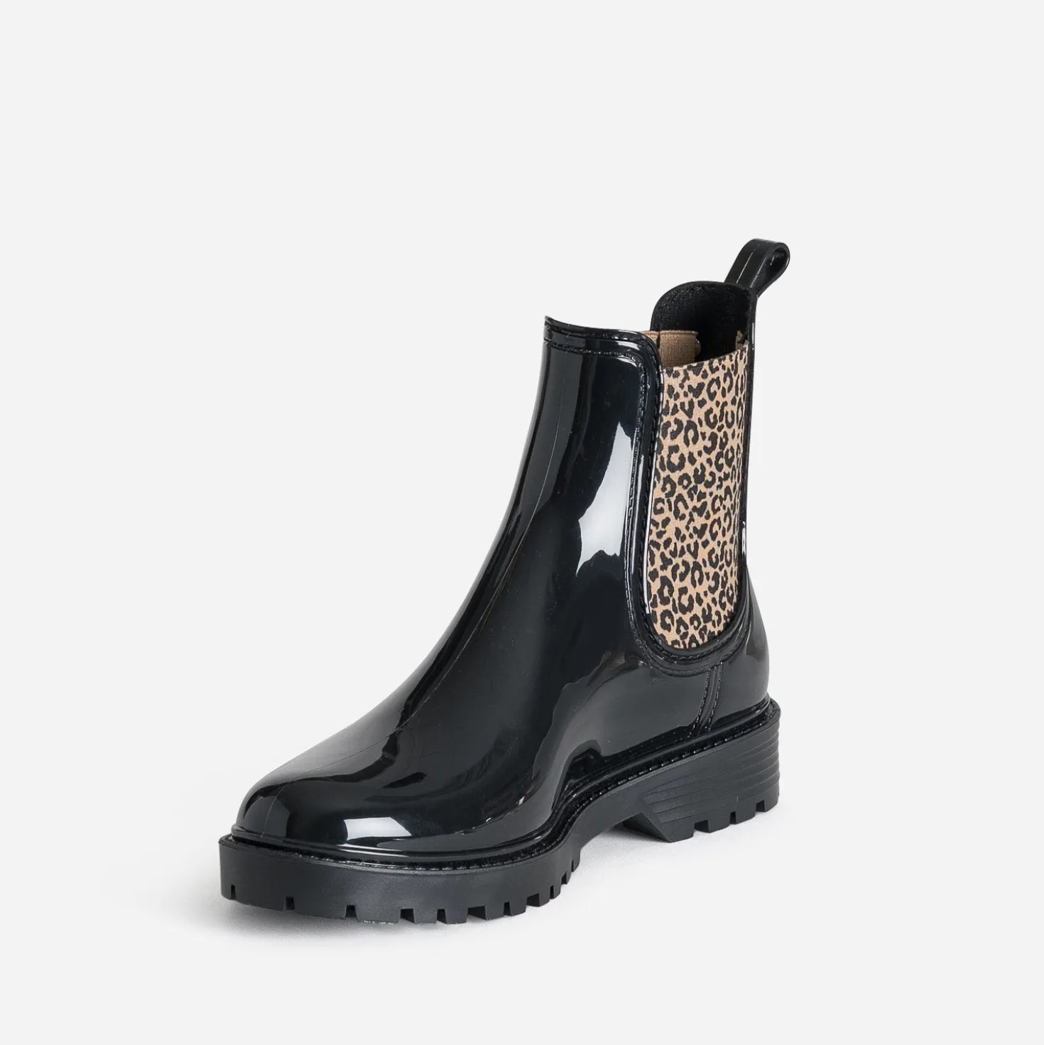 Chelsea boots de pluie IGOR noir détails léopard