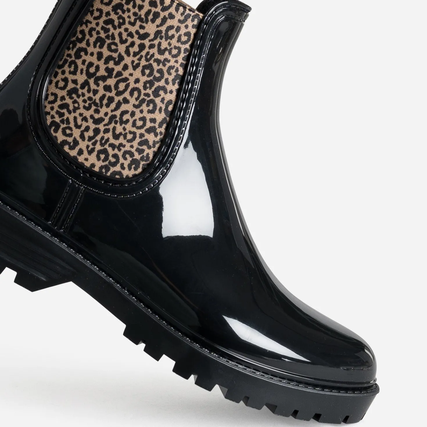 Chelsea boots de pluie IGOR noir détails léopard