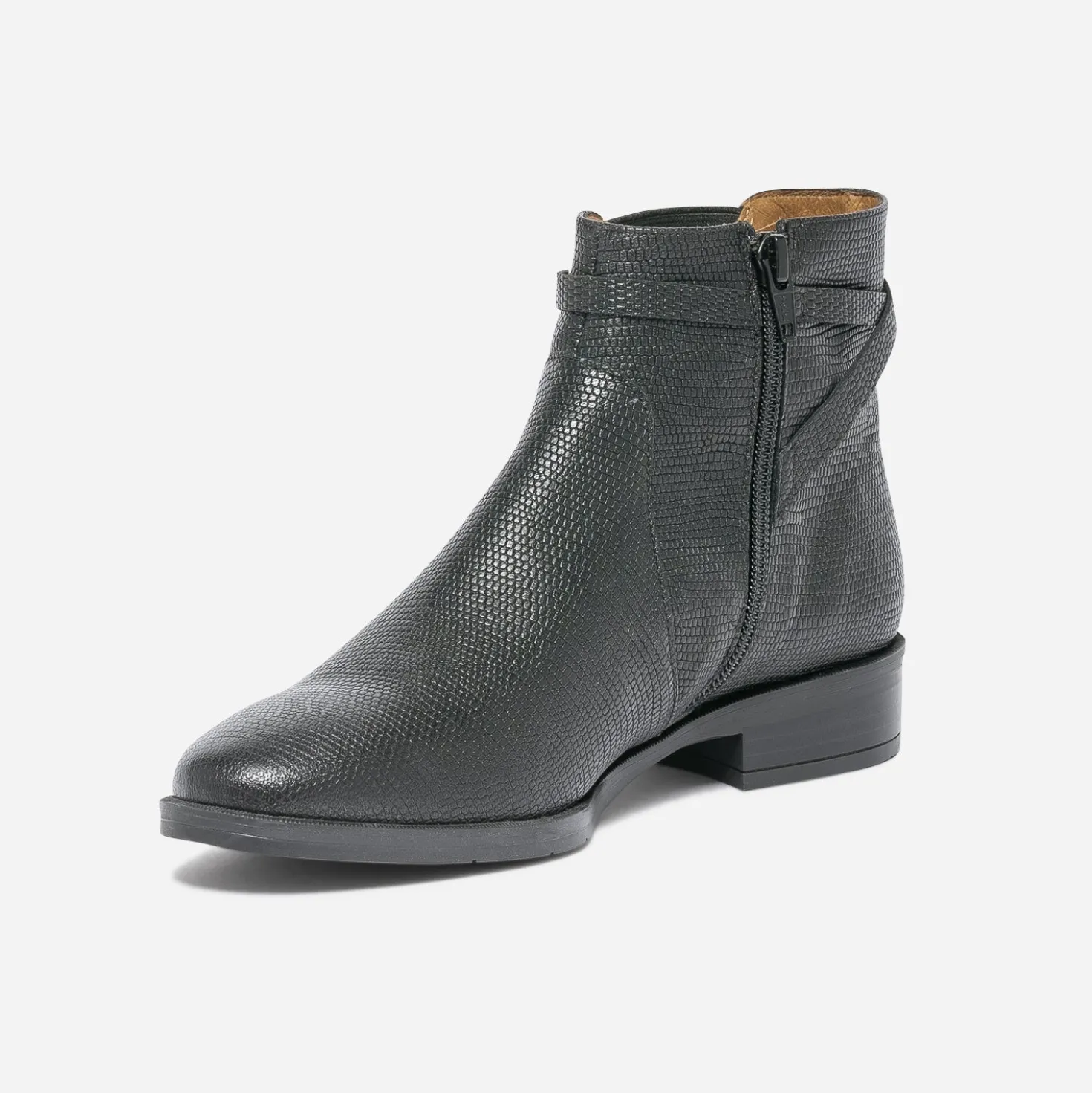 Chelsea boots ERAM FLEX noir cuir embossé à bride