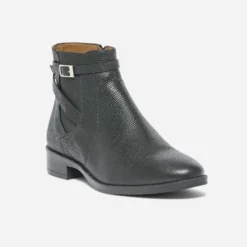 Chelsea boots ERAM FLEX noir cuir embossé à bride