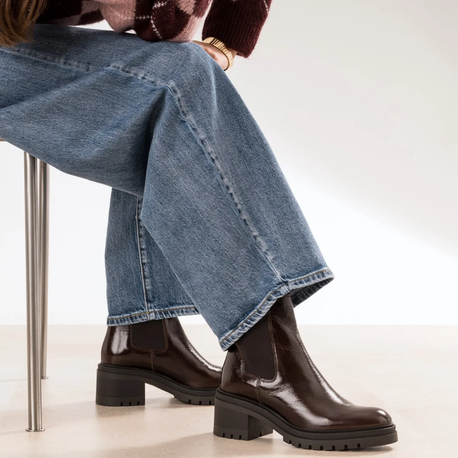 Chelsea boots marron cuir glacé