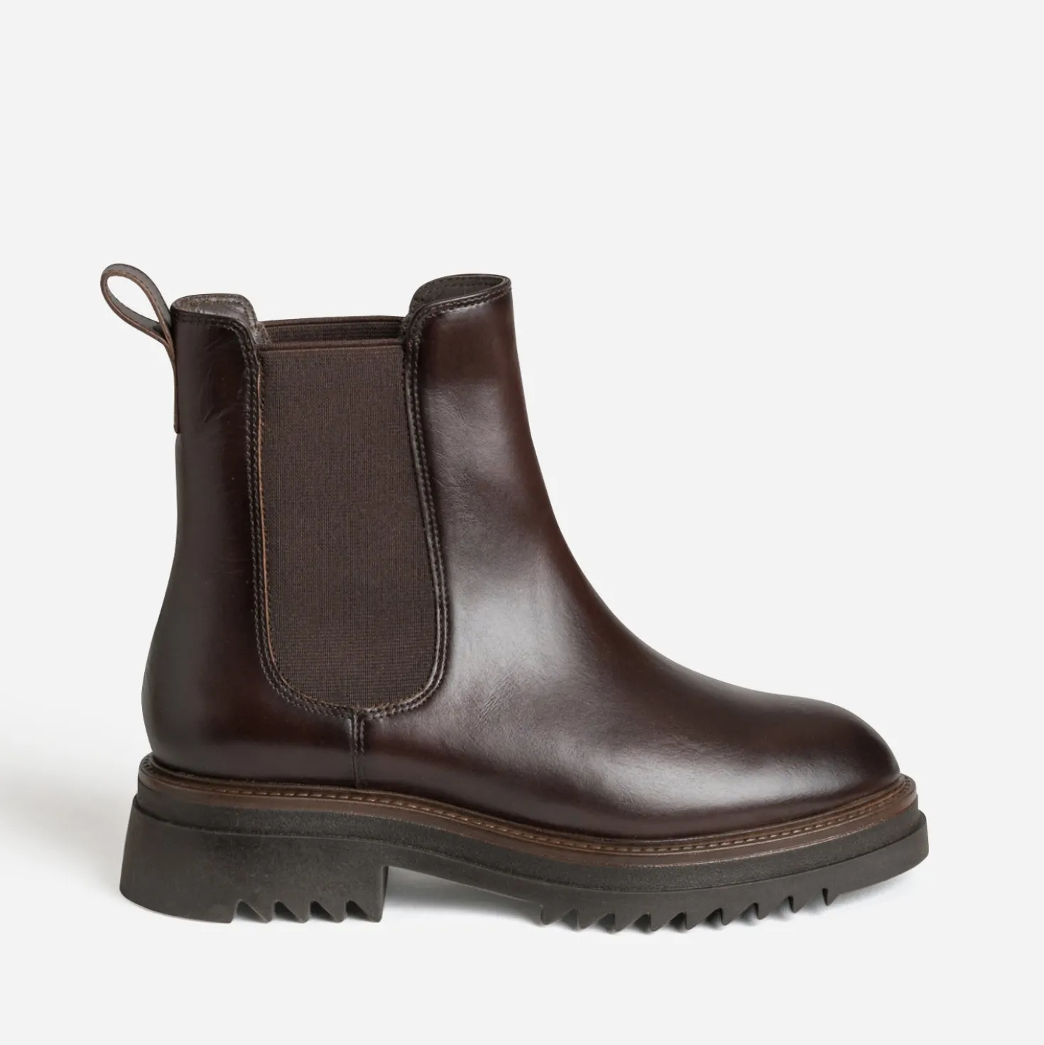 Chelsea boots marron cuir semelle crantée