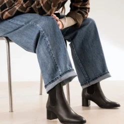 Chelsea boots marron cuir à talon