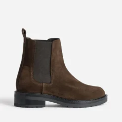 Chelsea boots marron cuir velours
